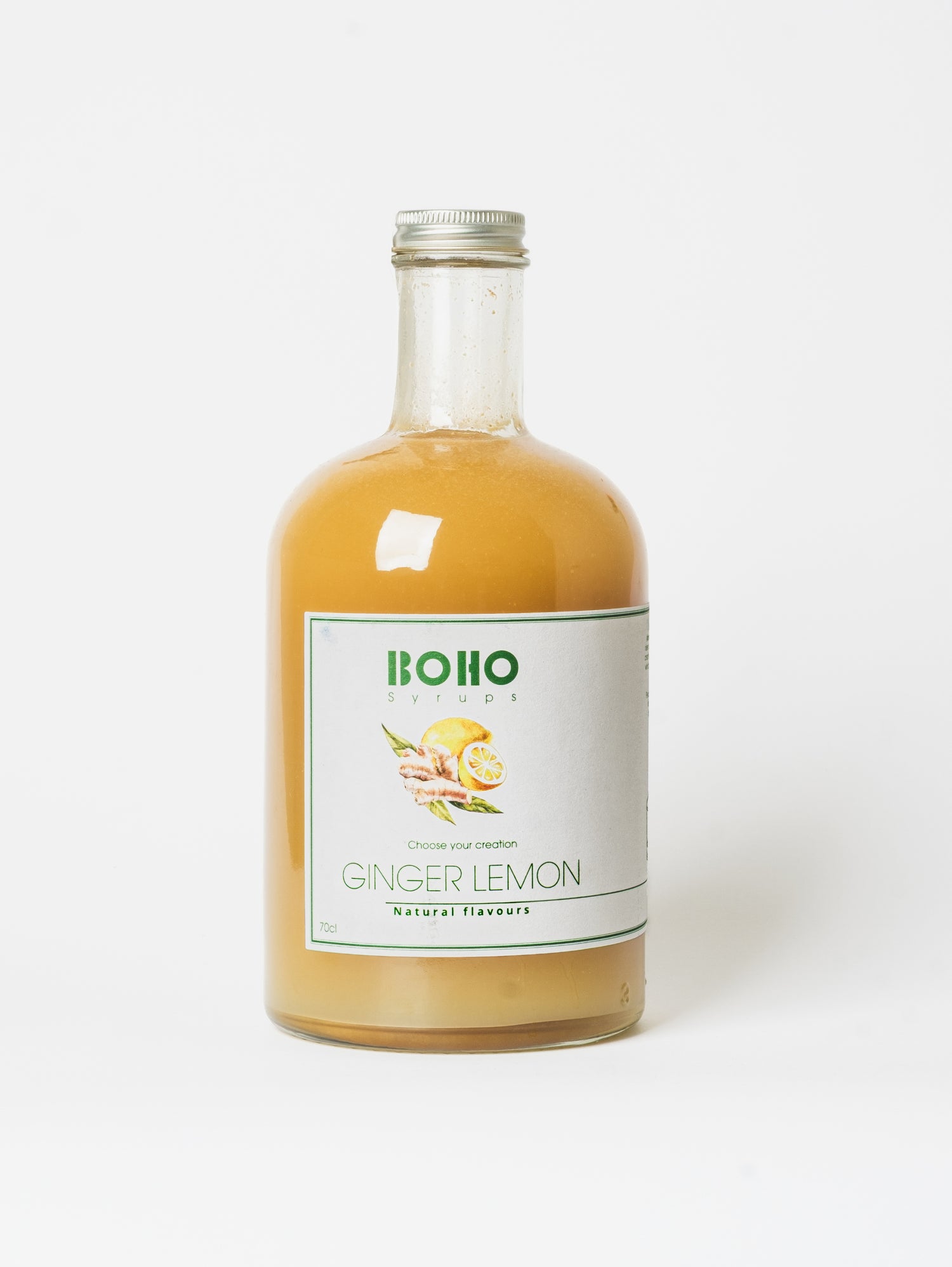 Fles 70 cl BOHO gember citroen siroop – frisse en pittige smaak, ideaal voor limonades, mocktails en cocktails
