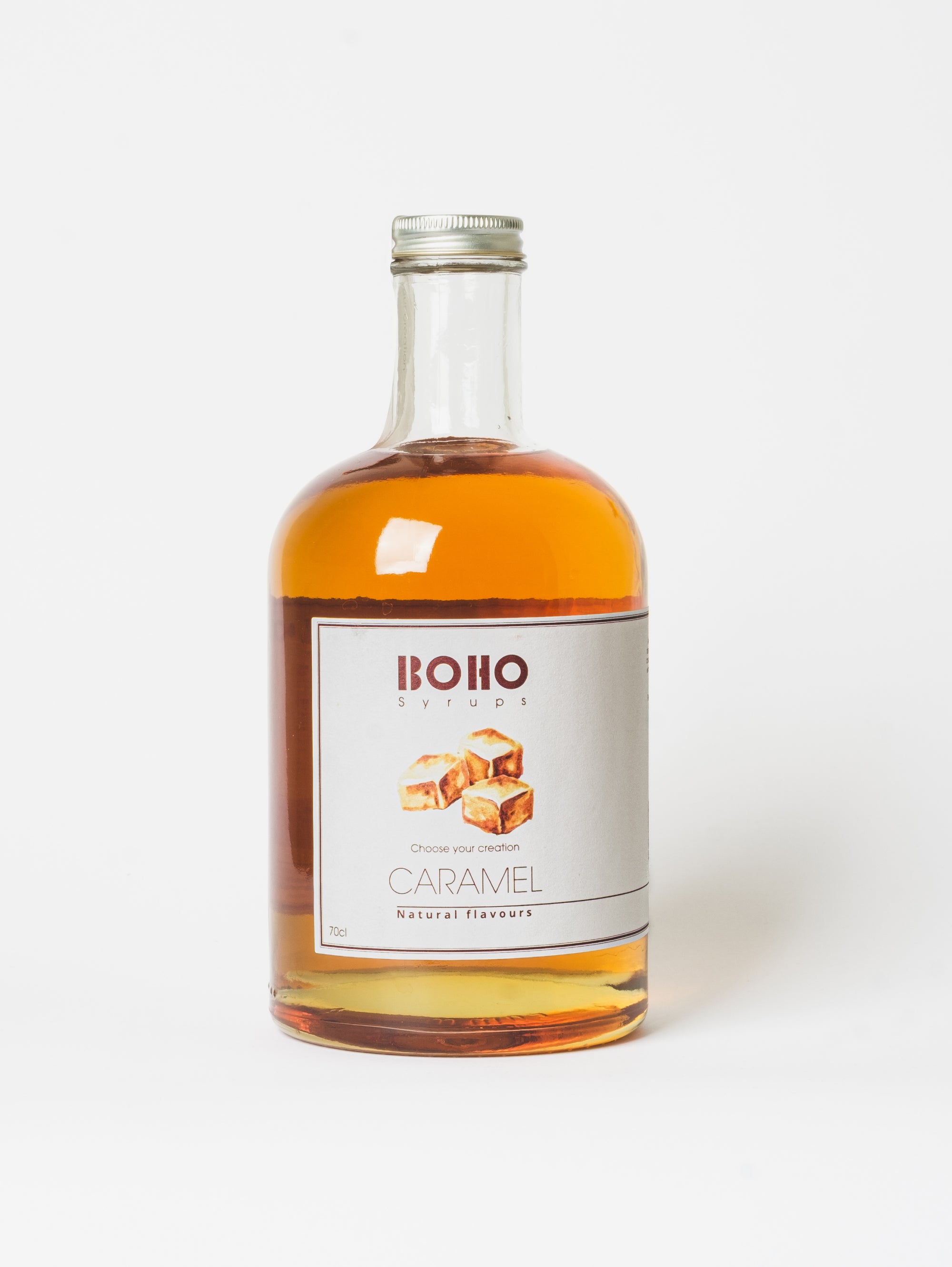 Fles 70 cl BOHO karamel siroop – rijke en zoete smaak, perfect voor koffie, desserts en cocktails