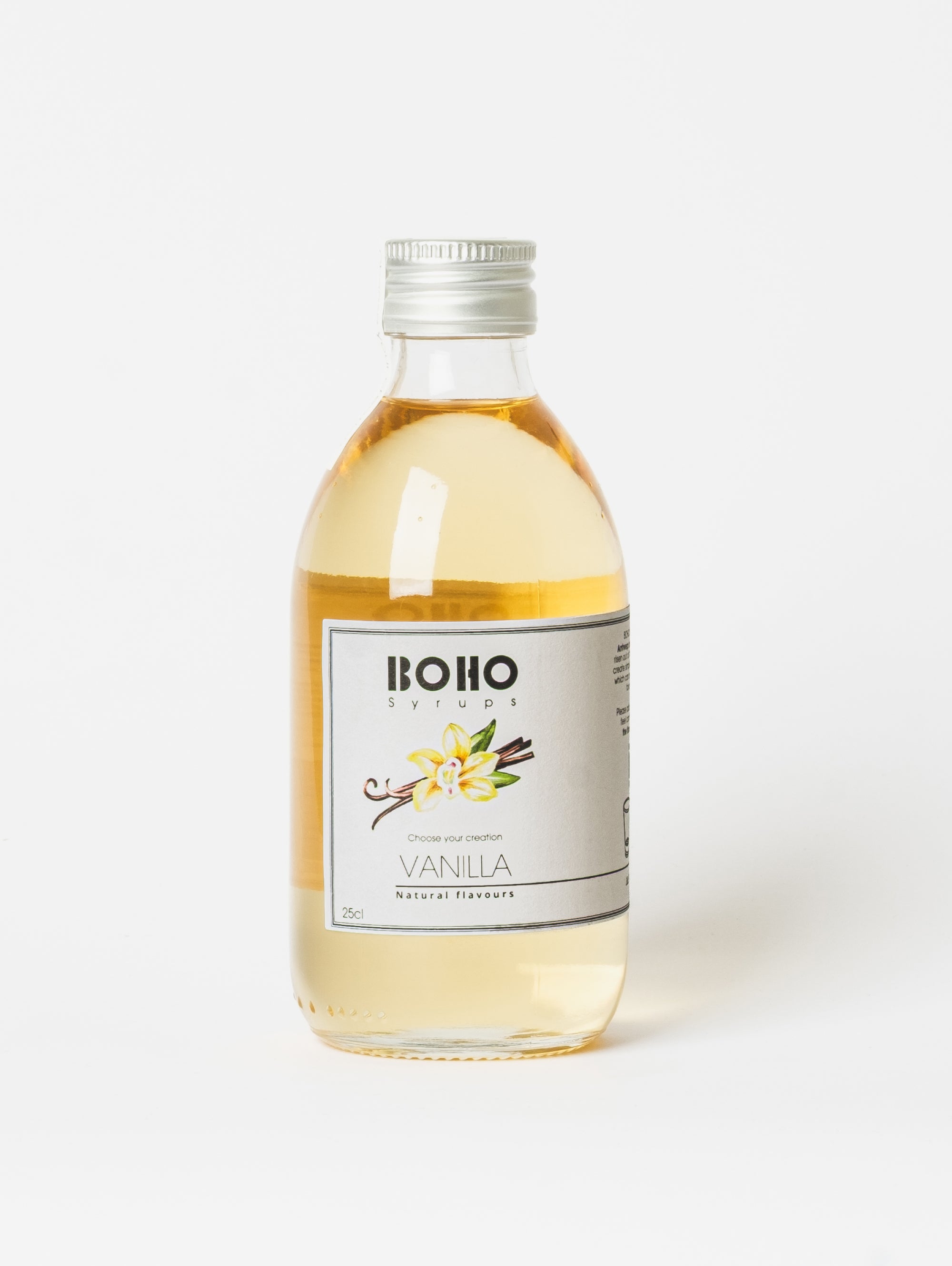 Fles 25 cl BOHO vanille siroop – zachte en romige smaak, perfect voor koffie, desserts en cocktails