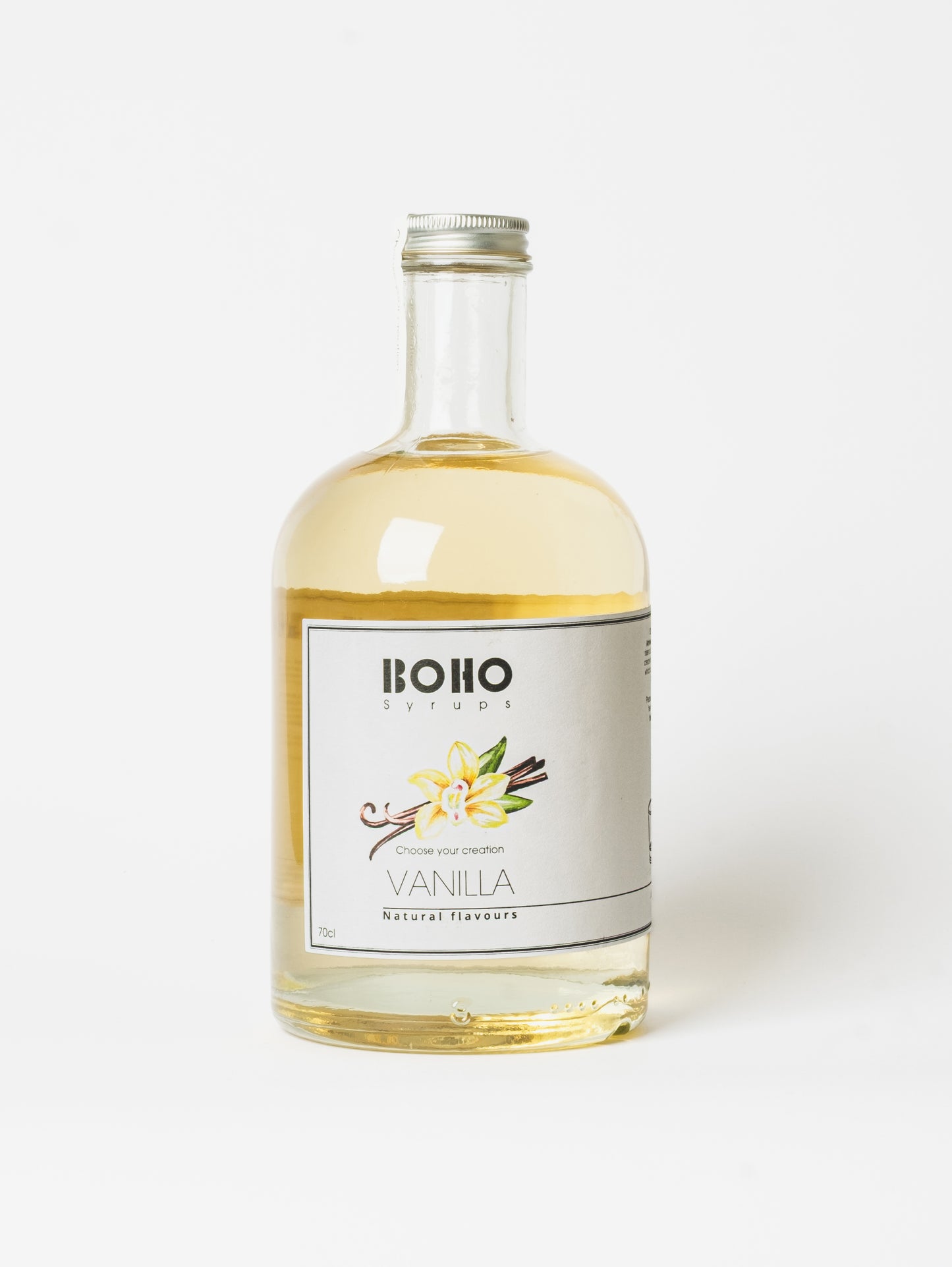 Fles 70 cl BOHO vanille siroop – zachte en romige smaak, perfect voor koffie, desserts en cocktails