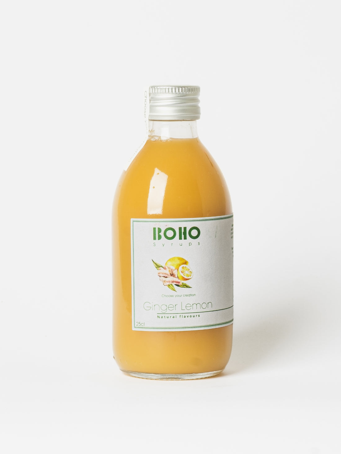 Fles 25 cl BOHO gember citroen siroop – frisse en pittige smaak, ideaal voor limonades, mocktails en cocktails