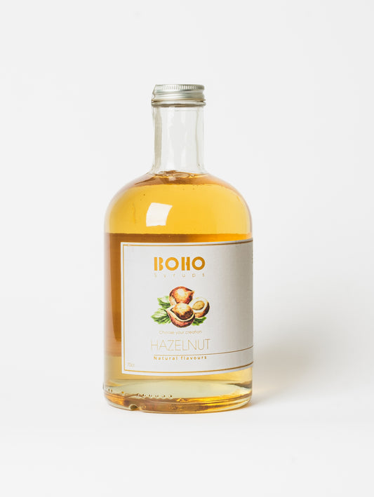 Fles 70 cl BOHO hazelnoot siroop – romige en nootachtige smaak, ideaal voor koffie, desserts en cocktails