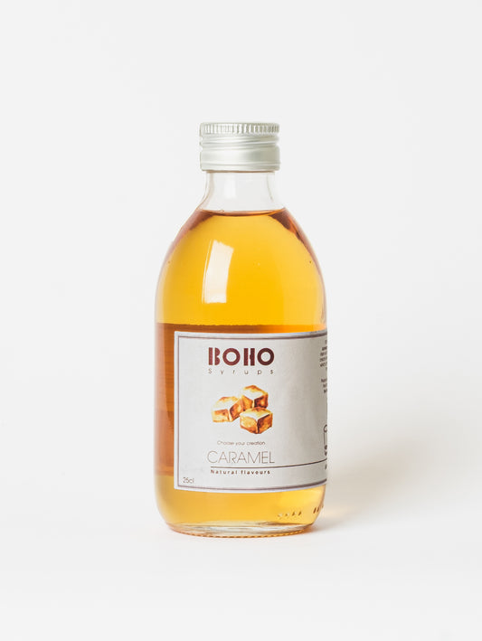 Fles 25 cl BOHO karamel siroop – rijke en zoete smaak, ideaal voor koffie, desserts en cocktails"