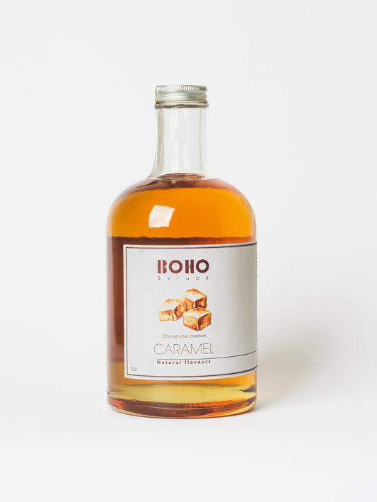 Fles 70 cl BOHO karamel siroop – rijke en zoete smaak, perfect voor koffie, desserts en cocktails